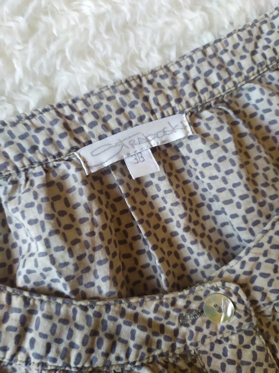 Straboski 100% Algodão Boho Geométrico Peplum Blusa M 38 Mangas Ajustáveis – photo 14